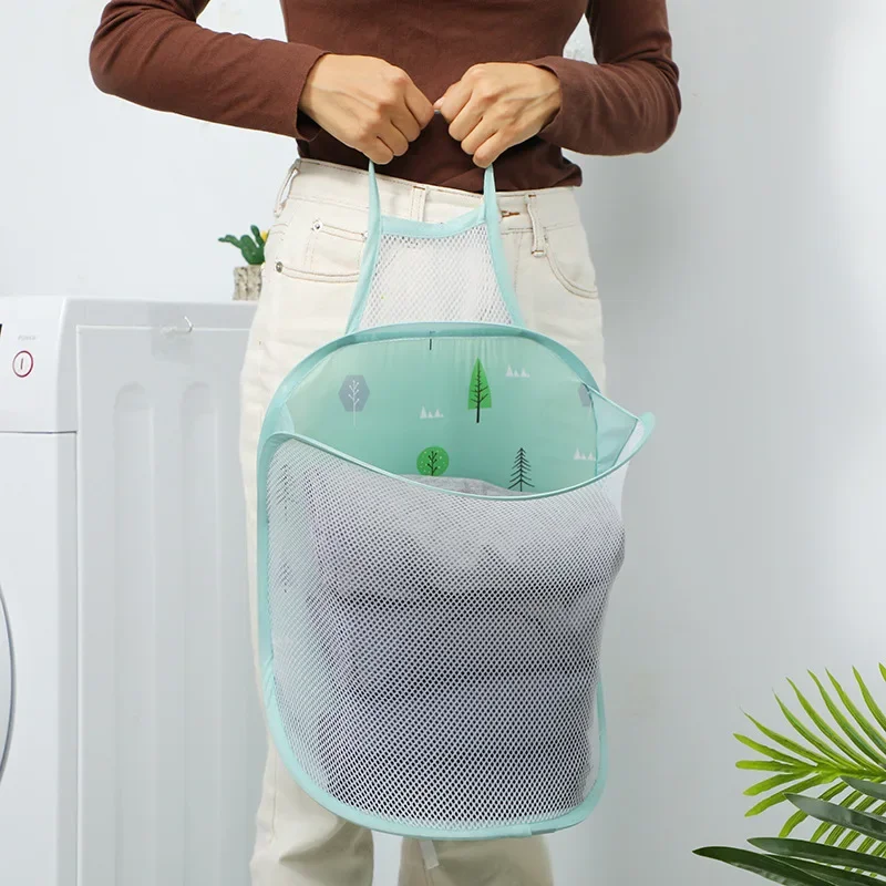 Foldable Dirty Clothes Basket Laundry Basket Storage Clothing Organizer Household Wall Hanging Basket Bathroom Clothes Storage