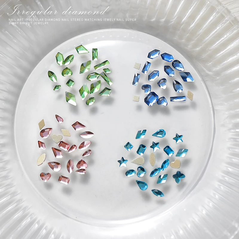 100pcs Mixed Crystal AB Nail Art Rhinestones Flatback rhiney Glass Nail Stones Gems For 3D Nails DIY Manicure Decorations