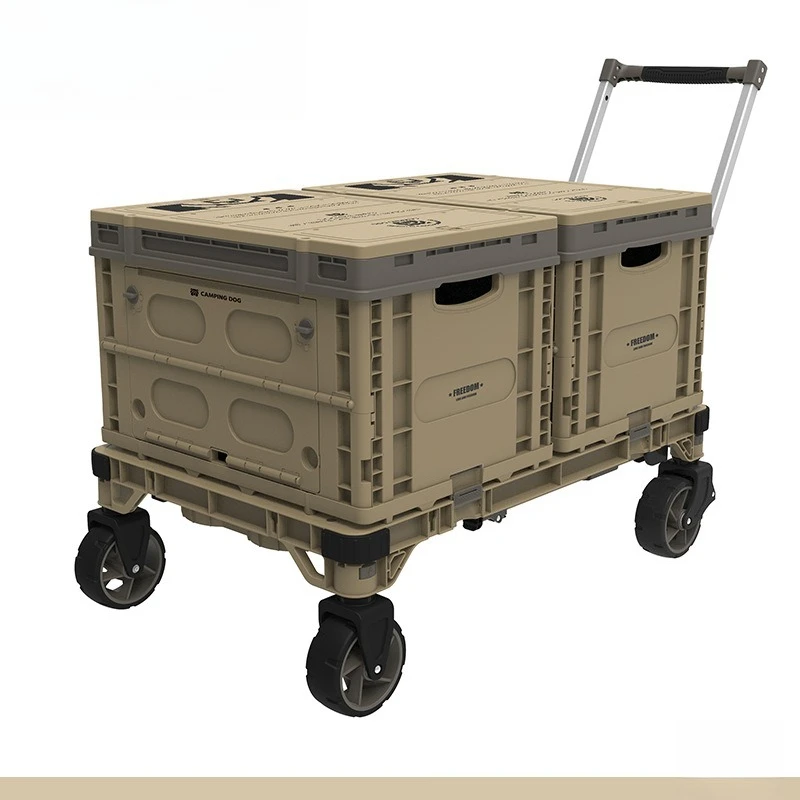 Portable foldable outdoor family camping table trolley case