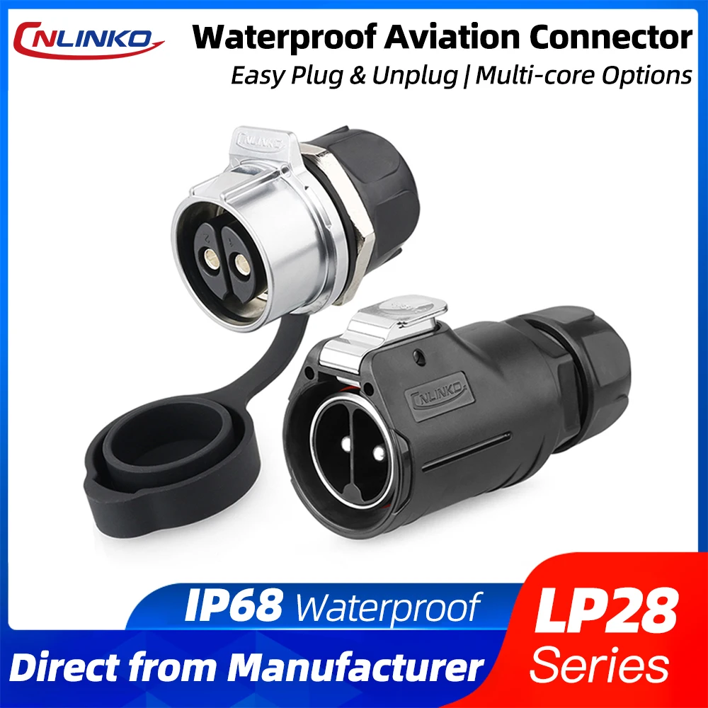 

CNLINKO LP28 2 Pin 3 Pin Screw Lock 8 Pin Solder Connector IP68 Waterproof Industrial Connector 50A High Current Quick Connect