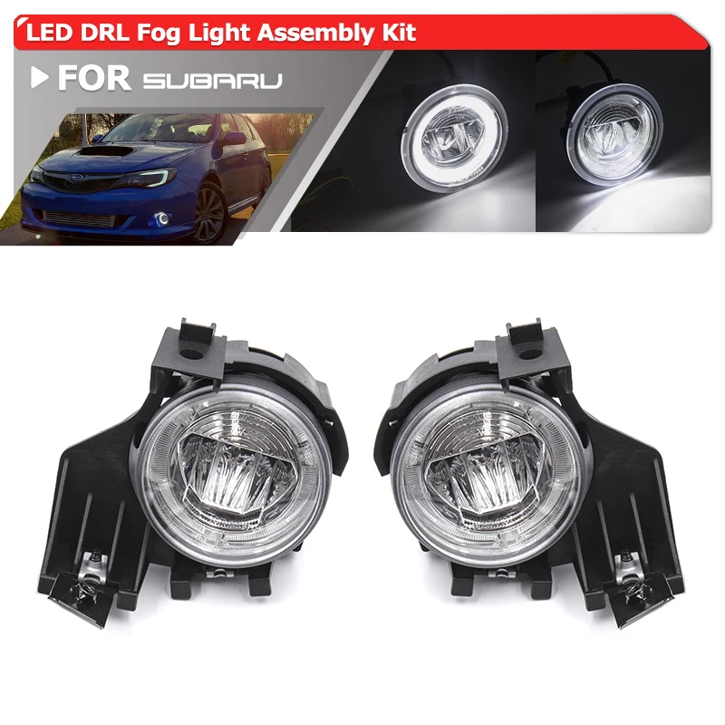 Fits For Subaru Impreza / Impreza WRX Front Bumper Xenon White Led Driving Fog Lights Kits W DRL Daylights Halo Ring Car-Styling