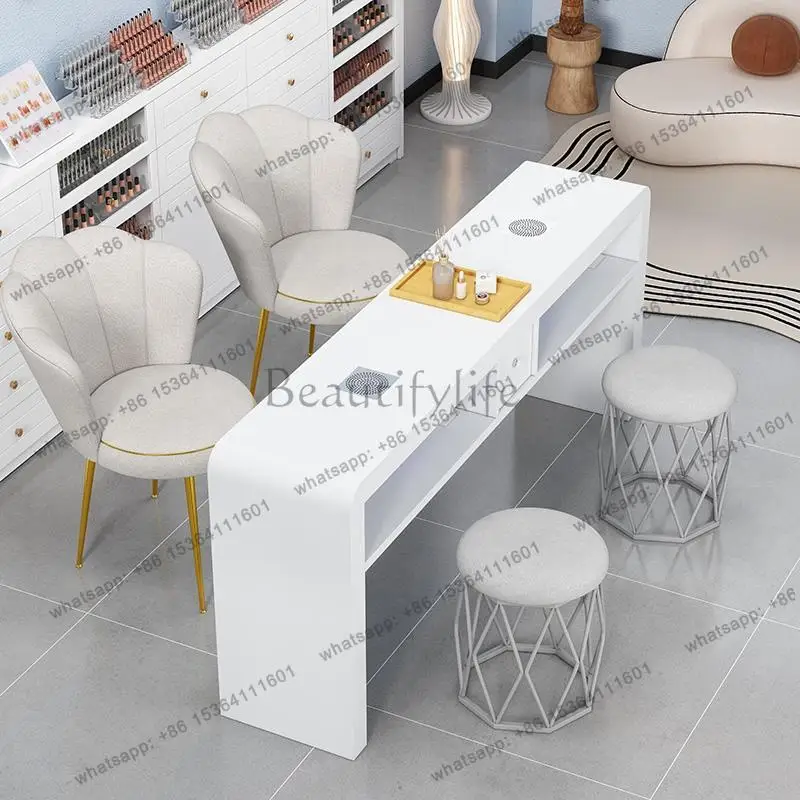 YJ Makeup White Nail Table Luxury Modern Professional Table Headboards Mesa Manicura Beauty Furniture 2