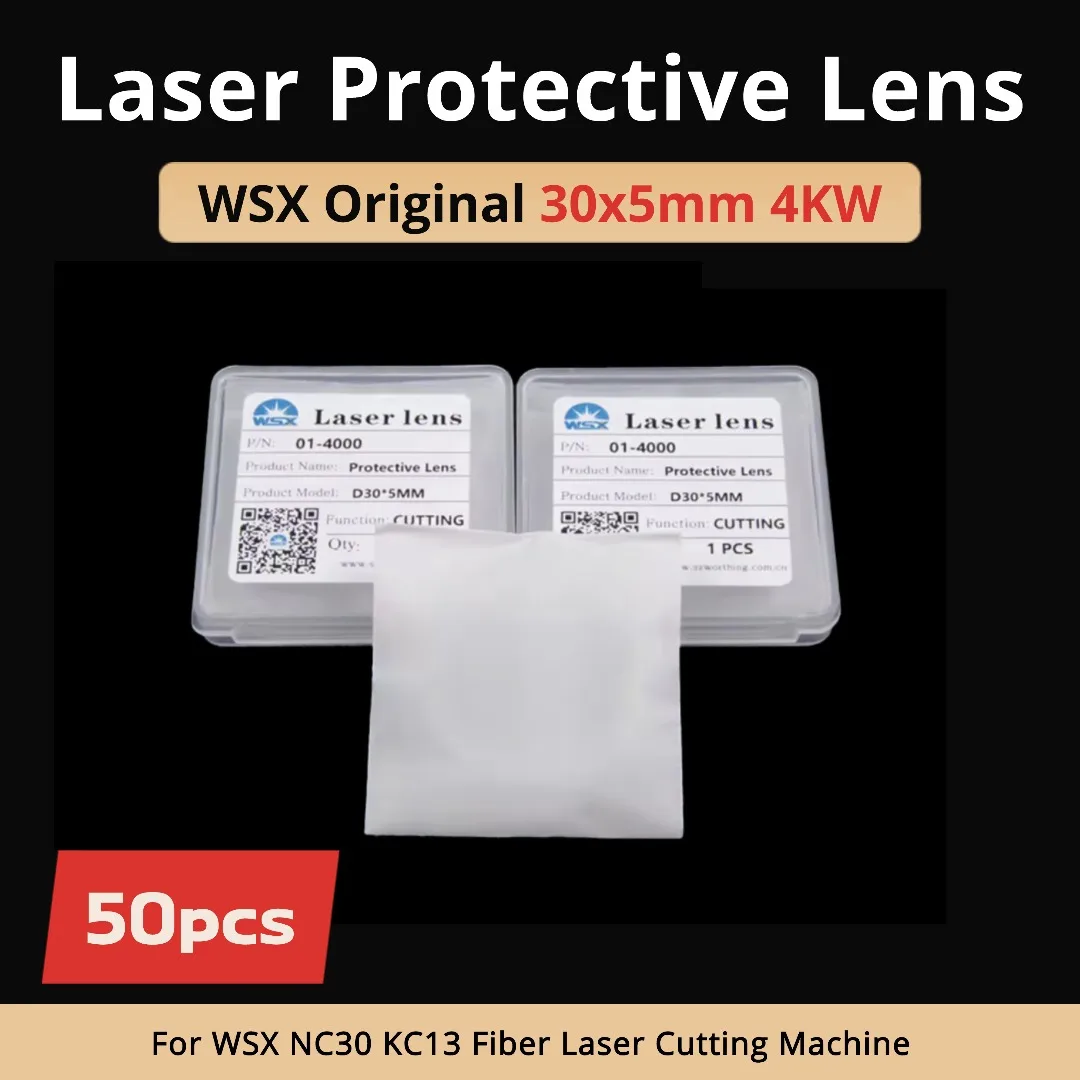 

50 шт. оригинальных защитных линз WSX 30x5 мм, защитные окна 4 кВт, керамические детали для лазерных режущих головок WSX KC15 KC20 NC30