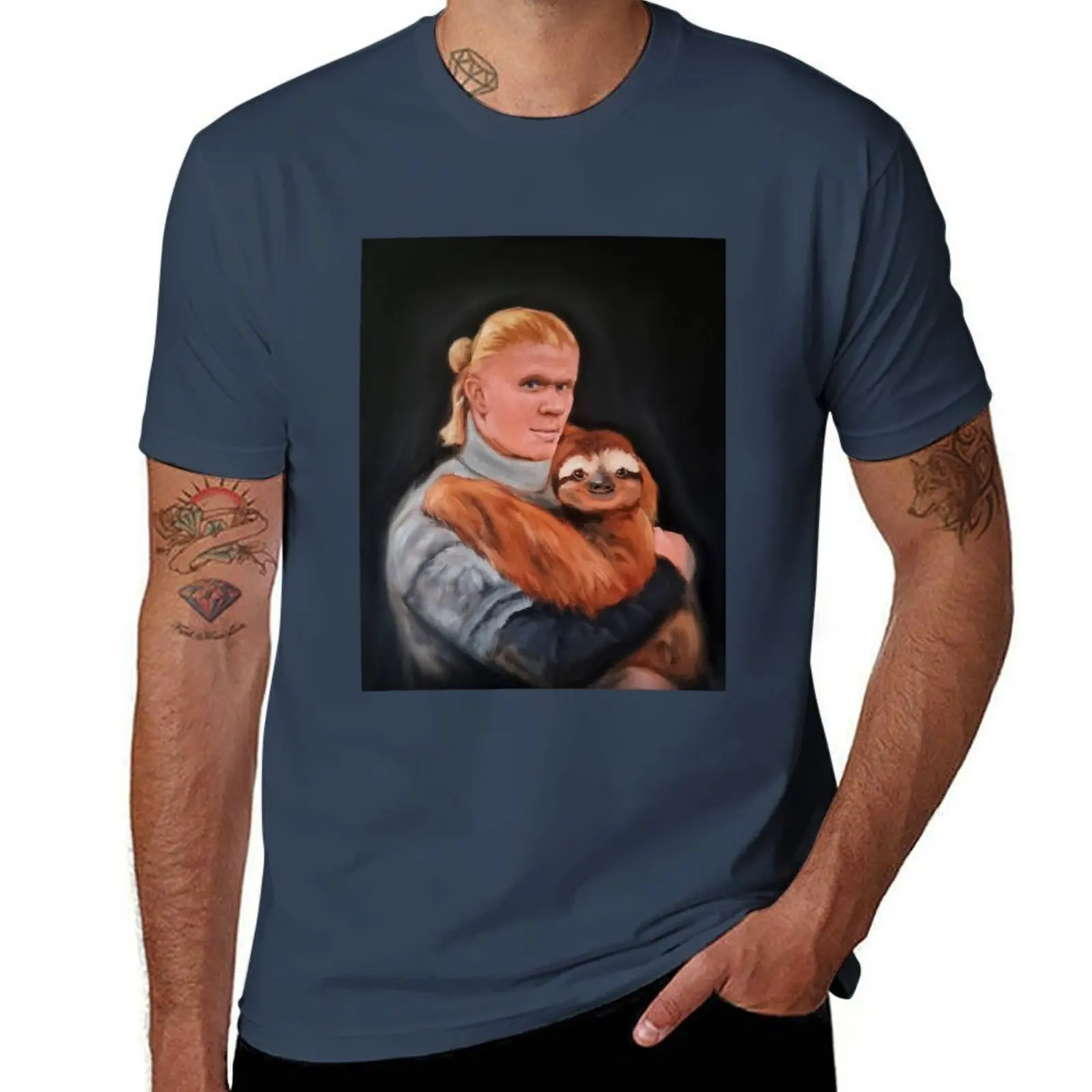 

Haaland and Sloth embrace T-Shirt g man t shirts for men man t shirt heavy cotton T-Shirt