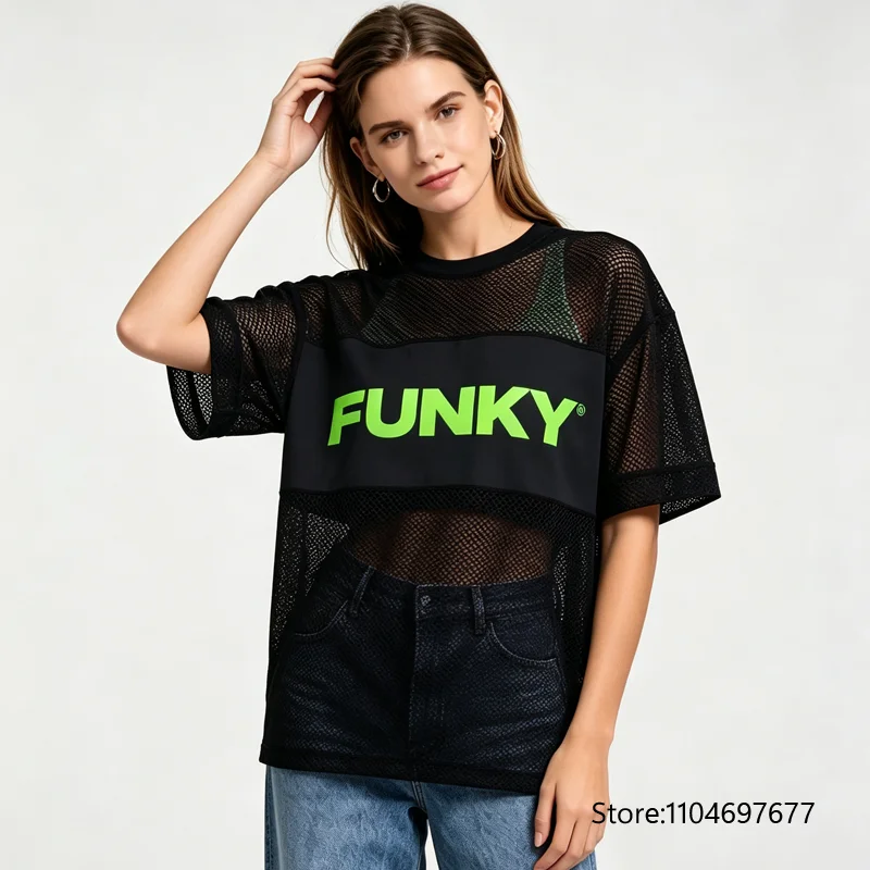 Yoga Fitness Group - 新しいフィットネスダンスウェアフィットネスヨガスポーツグループダンスメッシュストレッチ半袖Tシャツ1269