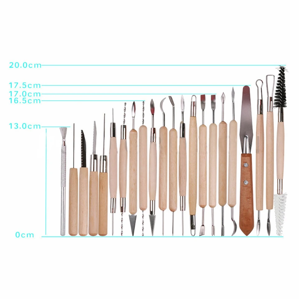 Hot New 45 Pcs Pottery Clay Sculpting Tool Sets For Beginners Professional Art Crafts Wooden Handle Modeling Ceramic Clay Tools