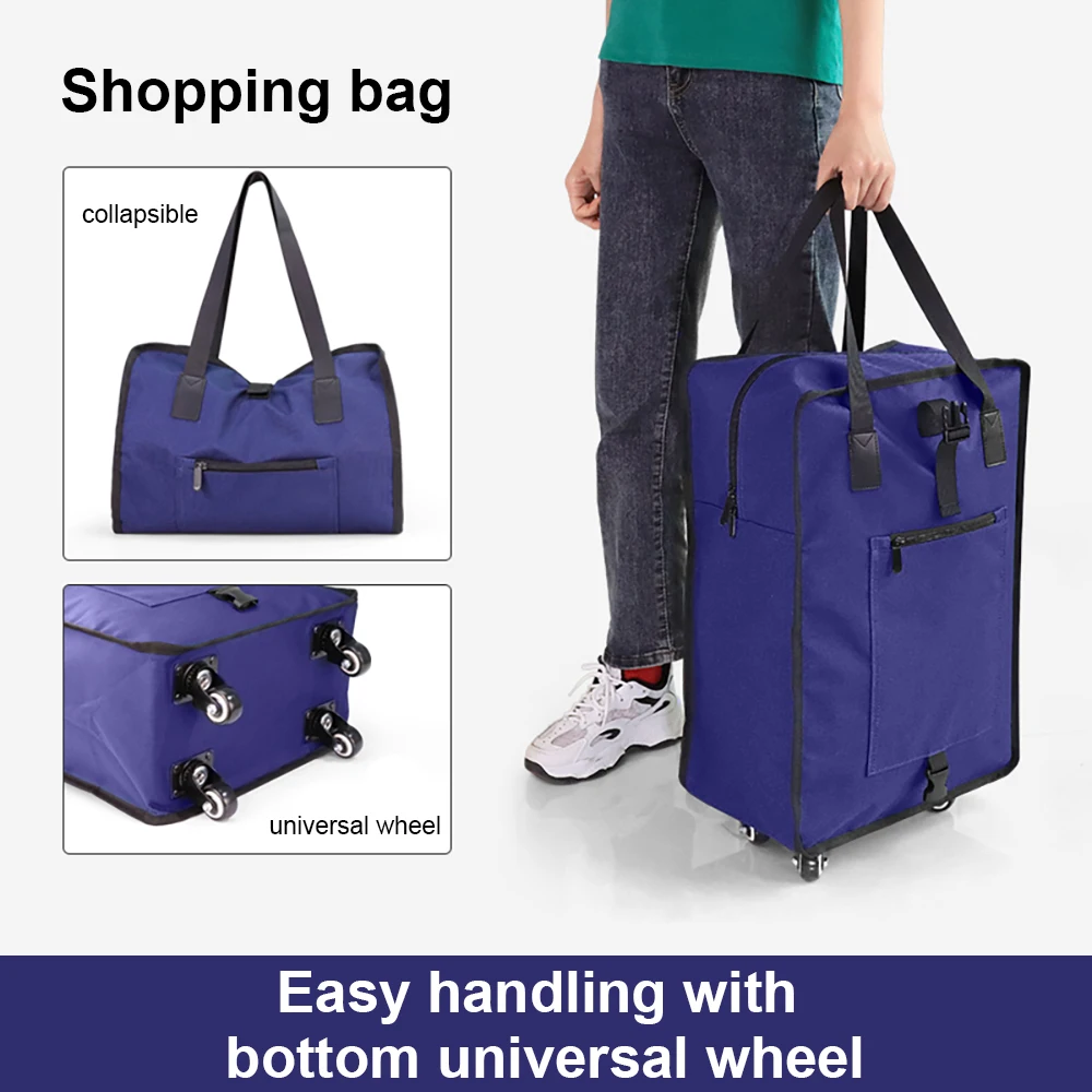 Borsa Trolly pieghevole per la spesa con ruote borsa per la spesa impermeabile riciclabile borsa per la conservazione degli alimenti Organizer per frutta e verdura