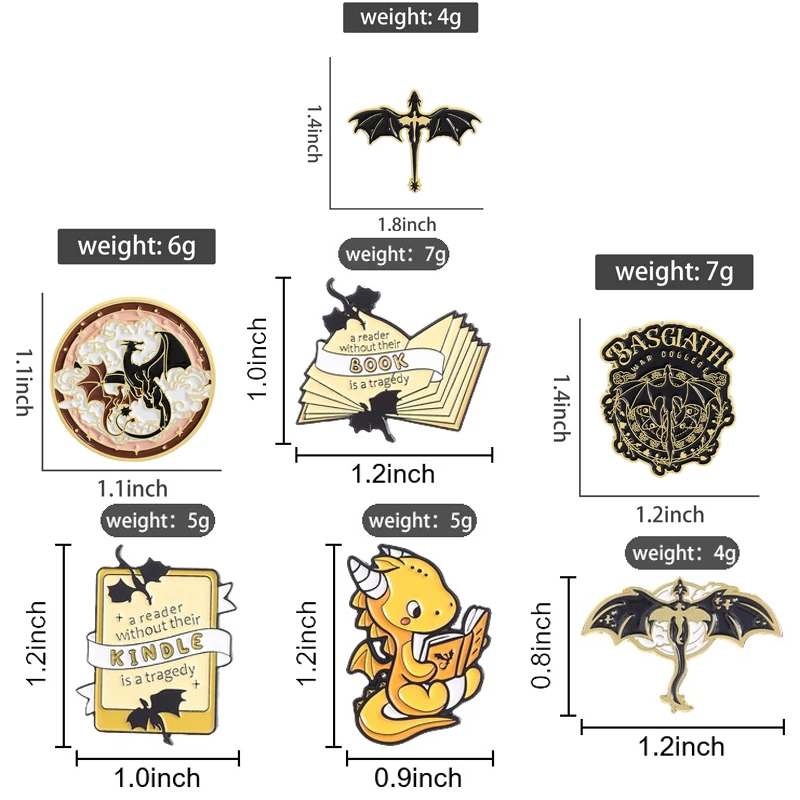Fantasy Novel Black Dragon Reading Enamel Pin Fantasy Dragon A Reader Without Their BOOK Is A Tragedy Brooch Bags Jewelry Badges