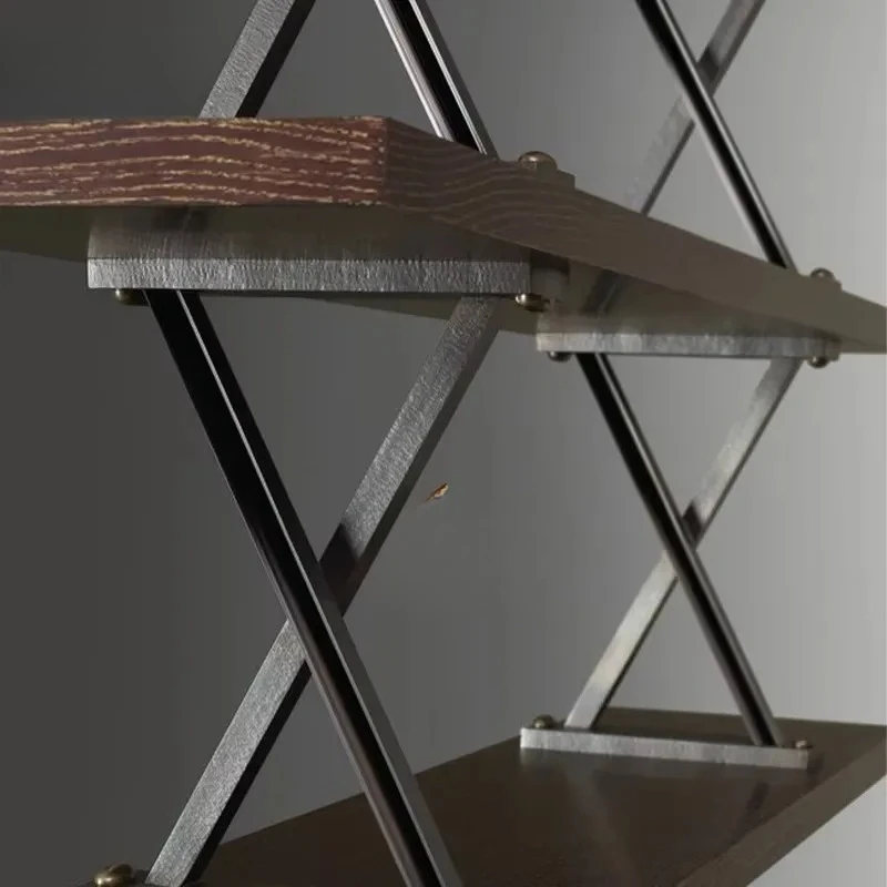 Customizable Solid Wood Bookshelf Leather Ash Wood Multi Layer Wave Decorative Shelving Unit Slats Design Home Storage