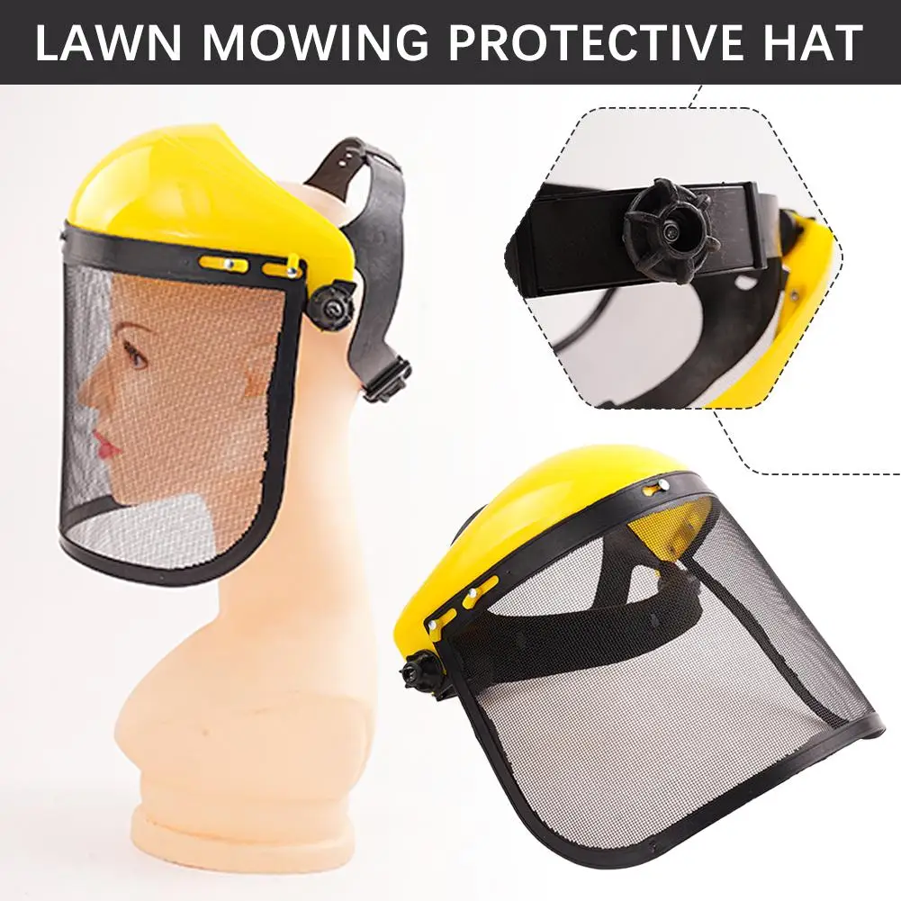 1PCS Stainless Steel Garden Grass Trimmer Safety Helmet Safety Full Face Mesh Proof Mask Hat Screen With Protective D7A8