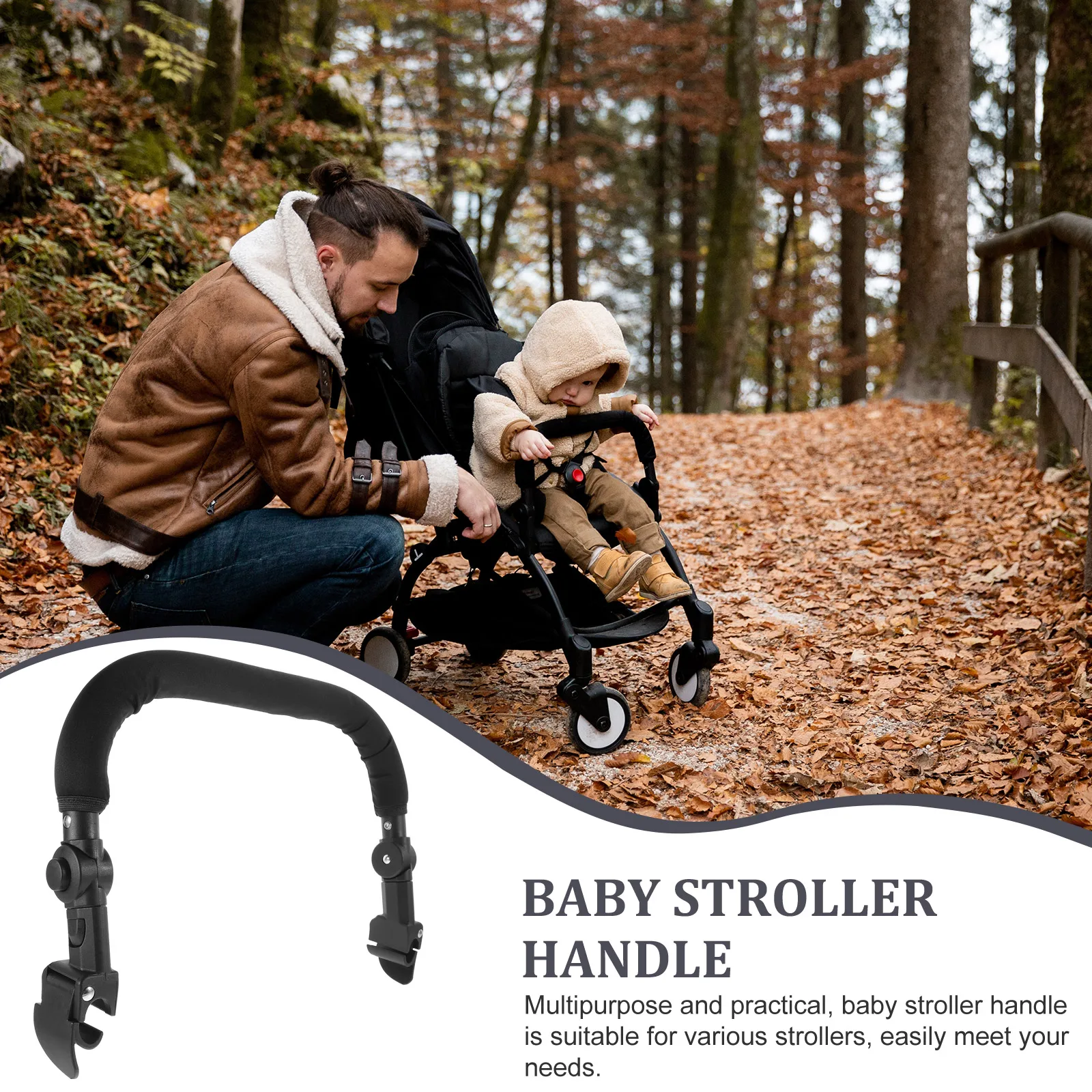 

Adjustable Baby Stroller Handle Armrest Extension Universal Fit Soft Sponge Stroller Accessories Handle Extender