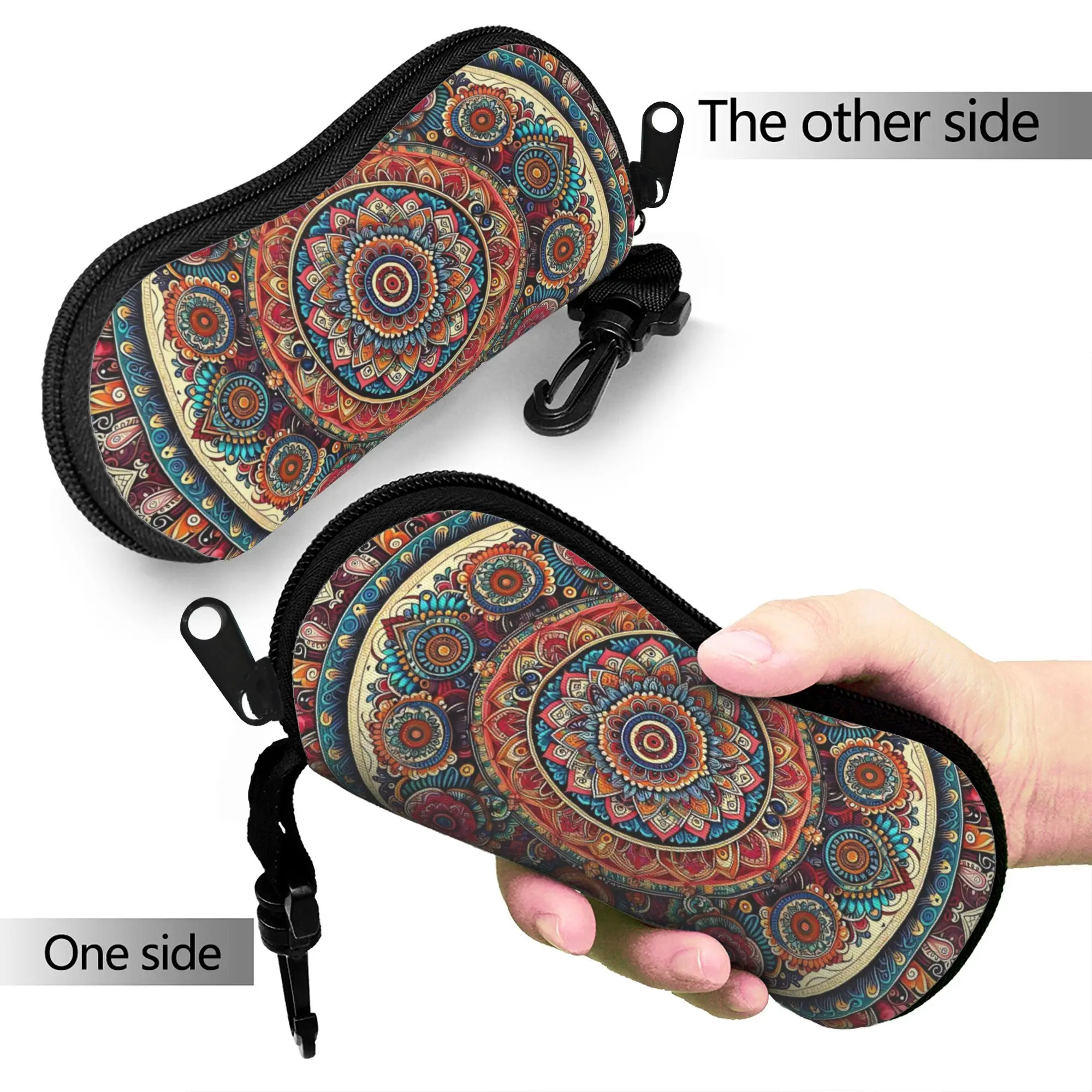 Retro Bohemian Woven Pattern  Glasses Case  Zipper Sunglasses Case Retro Convenient Eyeglass Protector Unisex Eyewear Storage