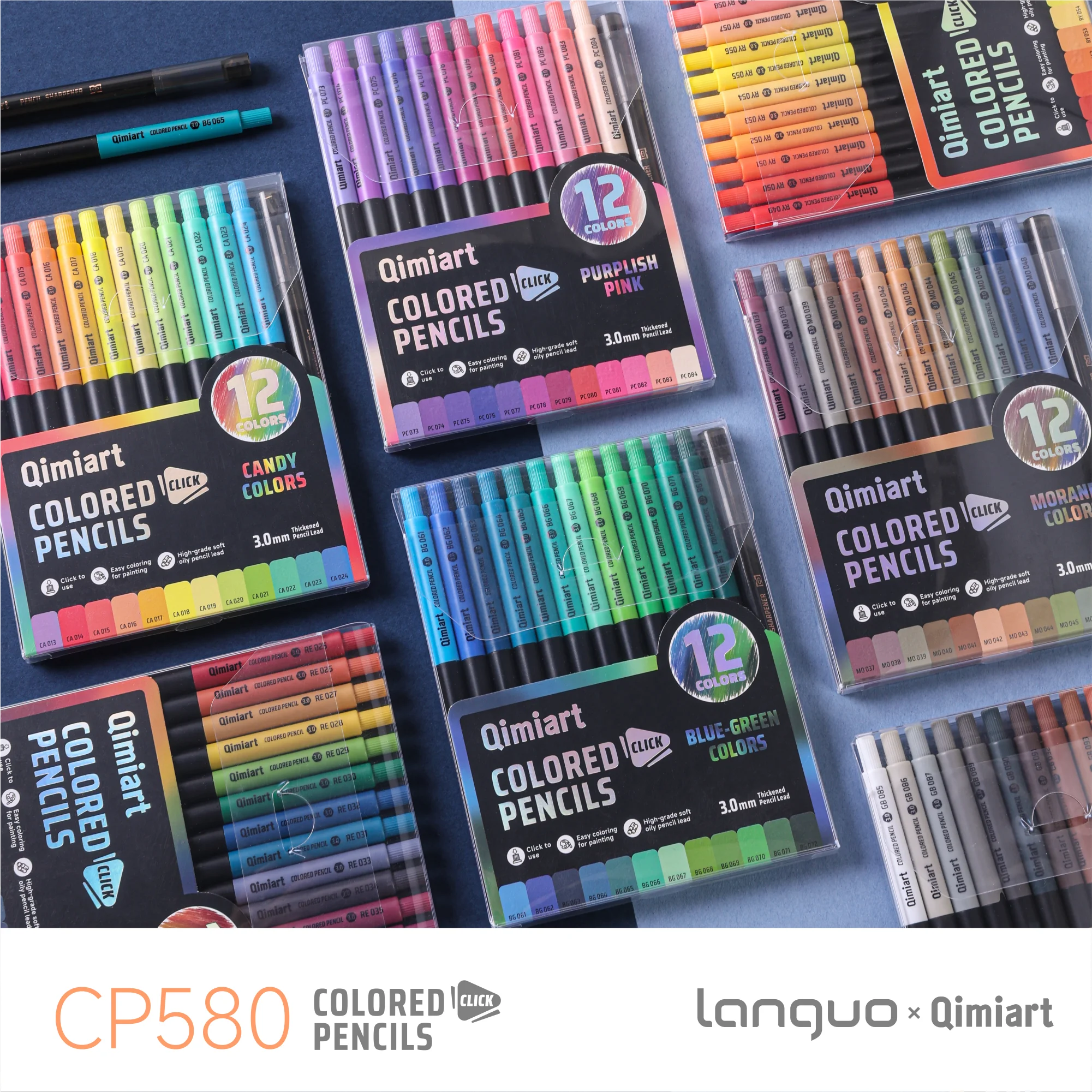 Languo 96/12 Farben Klick-Buntstifte Weiche Ölbasis 3,0mm Druckbleistifte für Kinder Büro Schule Kunstbedarf Schreibwaren – Detail 18