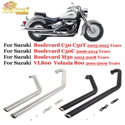 For Suzuki Boulevard C50 C50C C50T M50 2005 2006 - 2025 VL800 Volusia 800 2001 - 2009 Motorcycle Duals Exhaust System Muffler