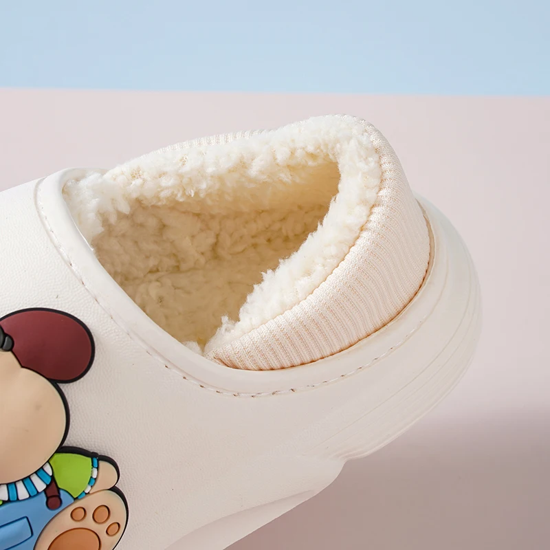 Winter Cotton Shoes for Kids Warm Home Plush Clogs Slippers Children Casual Slip Ons EVA Garden Shoes for Boys Girls