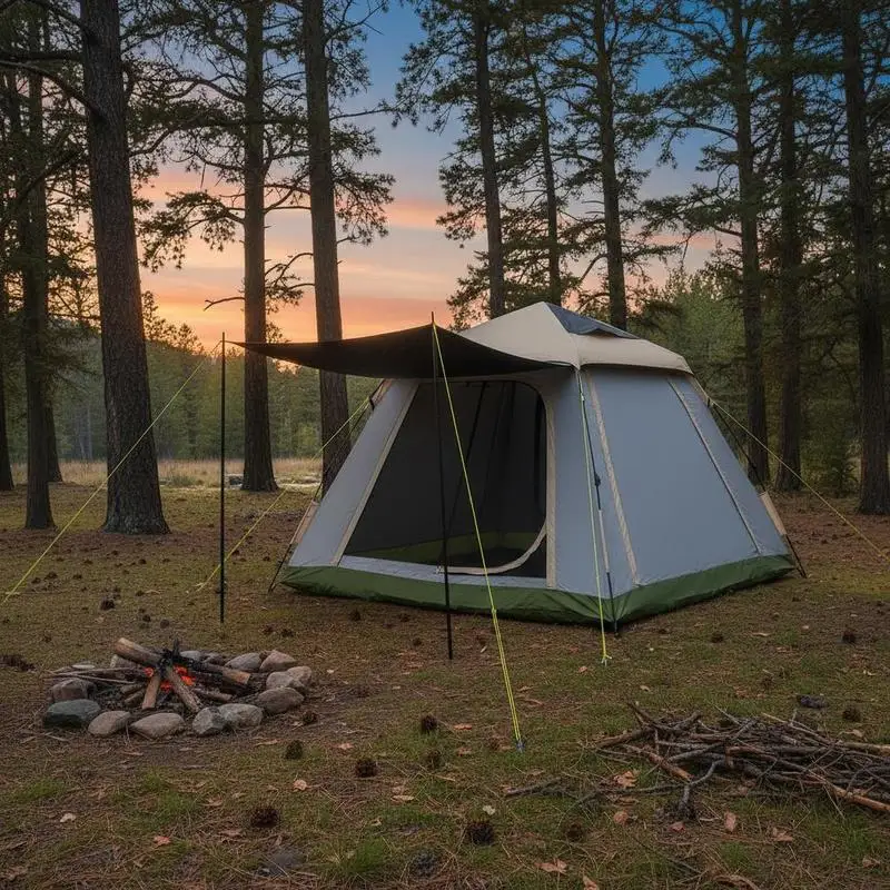 Carpa instantánea para 2-4 personas con toldo extraíble para camping, senderismo y viajes al aire libre