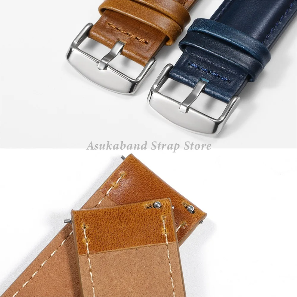 Genuine Leather Watch Strap 18mm 20mm 22mm 24mm 26mm Vintage Cowhide WatchBand Bracelet Men Women Universal Smartwatch Wristband