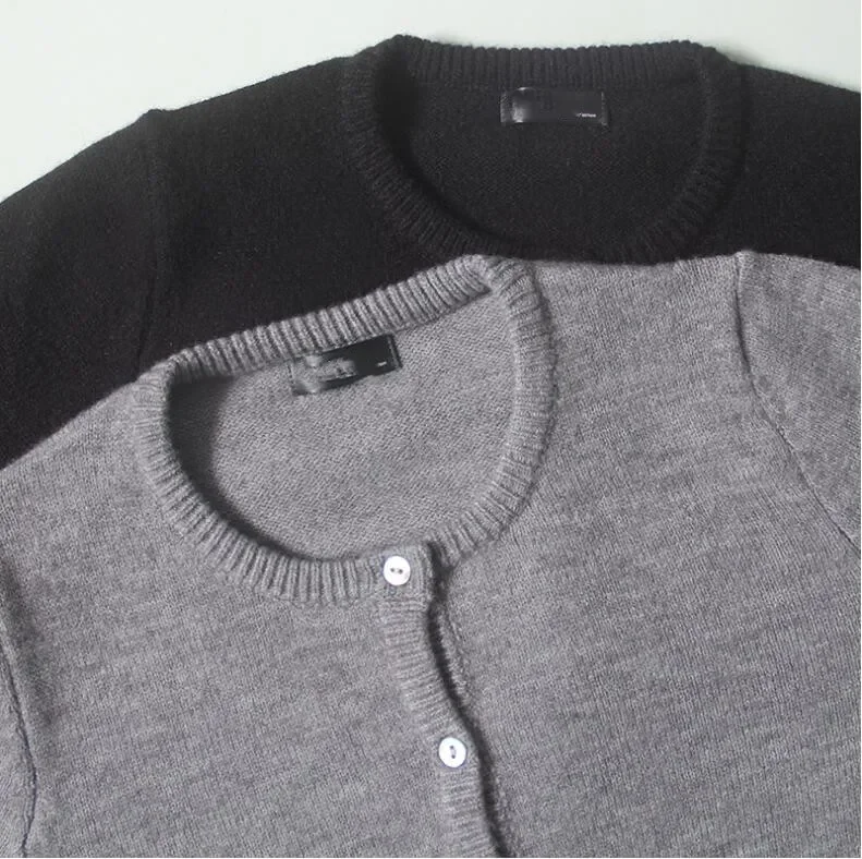 Cashmere Sweater Cardigan Women Single Breasted Long Sleeve Elegant Vintage Jumper Solid Wool Knitted Autumn Winter Outwear