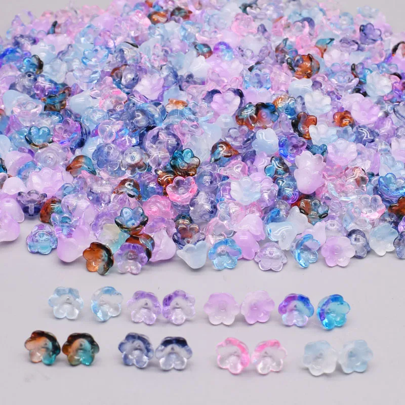 12x8mm Colorful Trumpet Flower Lampwork Beads Bell Orchid Flower Czech Crystal Glass Beads For Jewelry Making DIY Craft Supplies