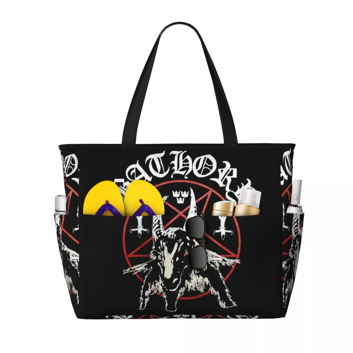 

Bathory Logo Beach Tote Bag Sport Gym Yoga Duffle Large Tote Bag Women Travel Bag Fitness bag