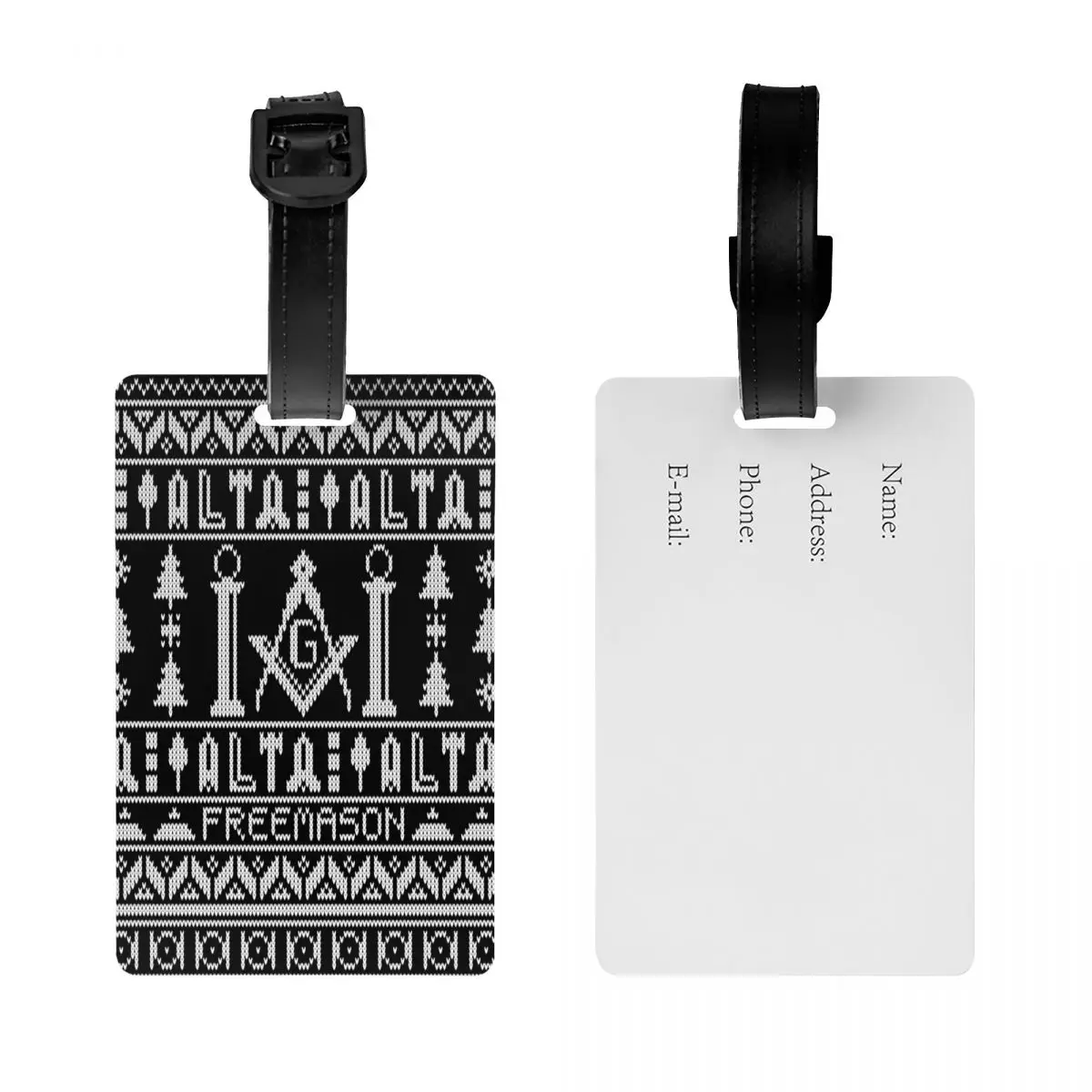 Custom Masonic Mason Freemason Pattern Luggage Tags for Suitcases Fashion Baggage Tags Privacy Cover Name ID Card