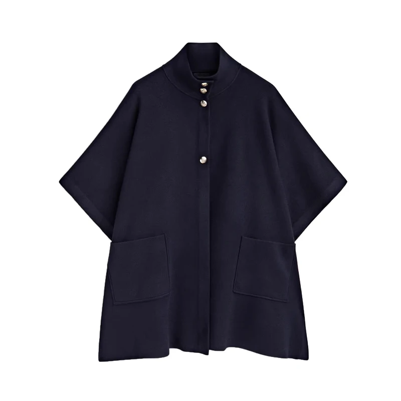 

MD Women's 2024 New Small Fraance Sle High Collar Knitted awl ort Sve Open Front irt Polyester Fiber Commute Sle