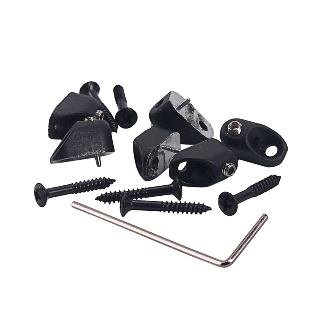 

6 Pcs Headless Calves Electric Guitar Parts Bass Nuts and Screws Locking Replacement Bridge Black