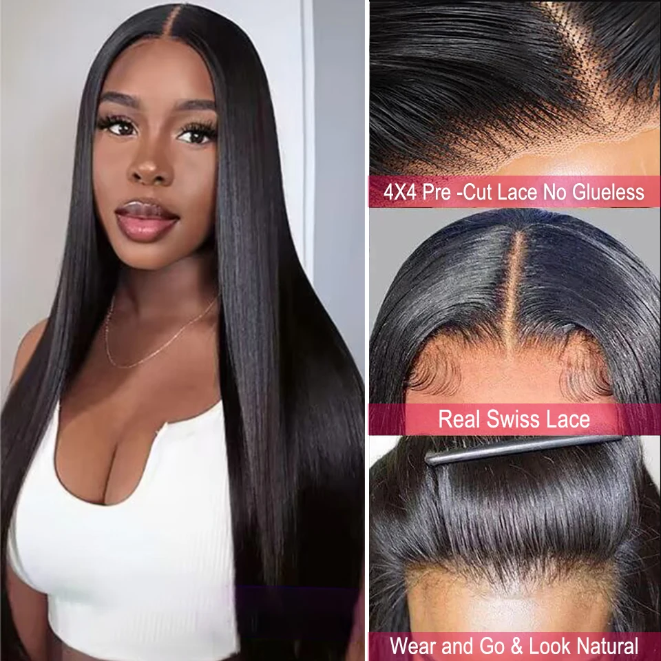 Bone Straight 13x4 Transparent Lace Frontal Human Hair Wigs Glueless Wig 4x4 Straight Lace Closure Wig ready to wear