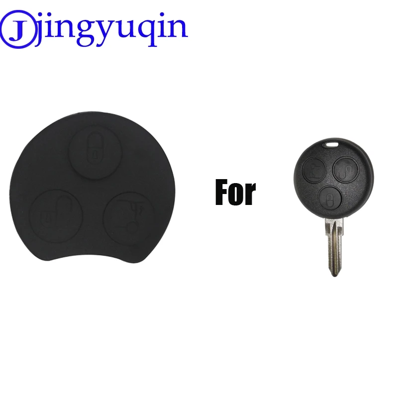 jingyuqin Replacement Car key Case Rubber Buttons For Benz Smart Car City Roadster Fortwo 3b 