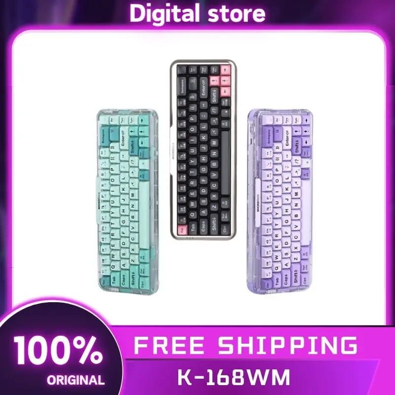 MICRPACK  K-168WM Game Mechanical Keyboard 3Mode USB/2.4G/Bluetooth Wireless Keyboard 87Keys Hot Swap RGB Blacklight Keyboards