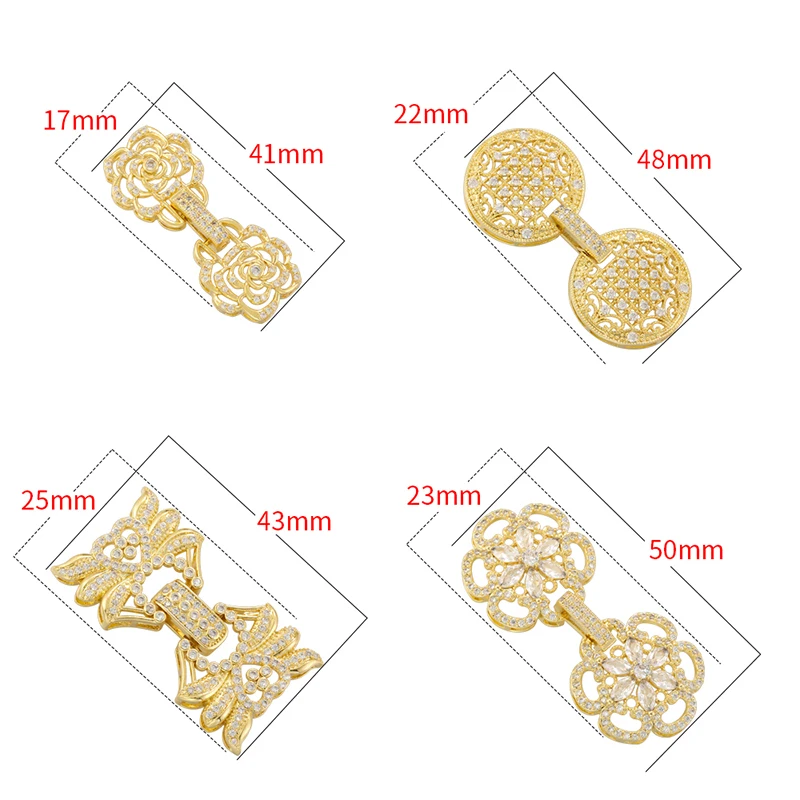 ZHUKOU Connector 18K Gold-plated Inlaid CZ Stone Geometric Buckle Universal Jewelry Accessory Buckle Wholesale: VK256-VK264