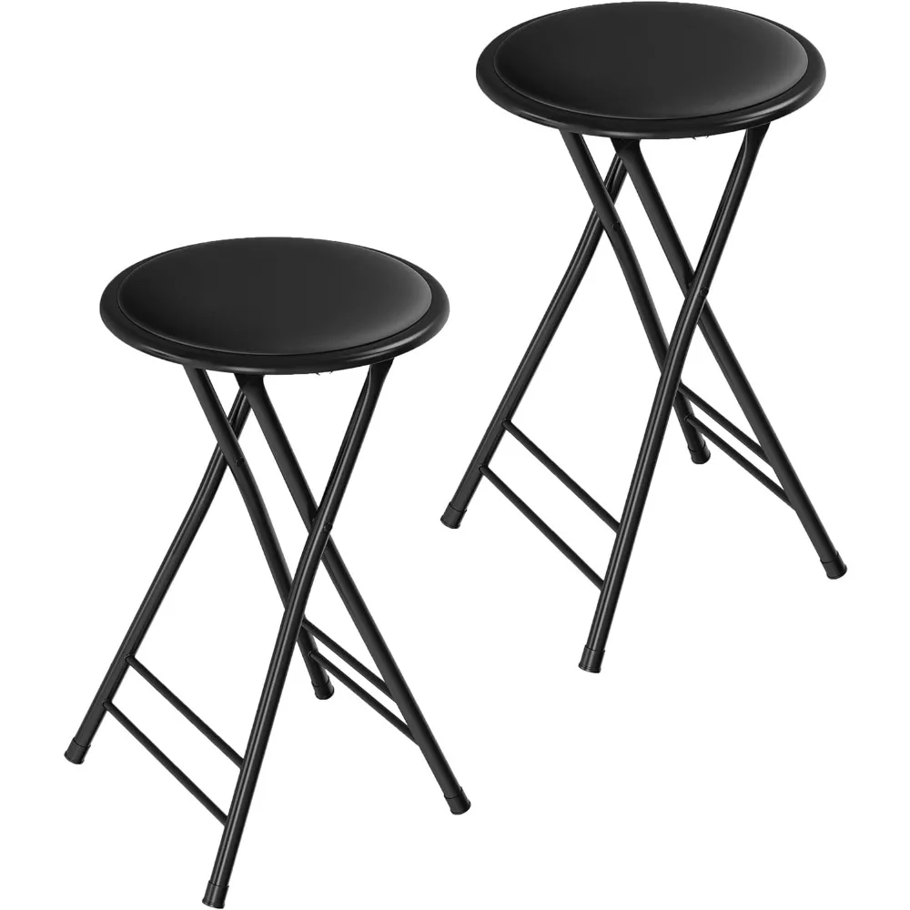 

Trademark Home Set of 2 Counter Height Bar Stools – 24-Inch Backless Folding Chairs with 225lb Capacity for Kitchen, Rec Room,