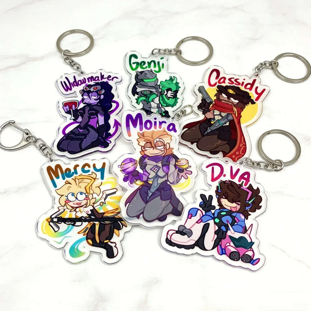 Lindo Llavero de Anime Chibi Overwatch, Accesorios para Bolsos, Joyería, Regalos para Fans del Juego Manga