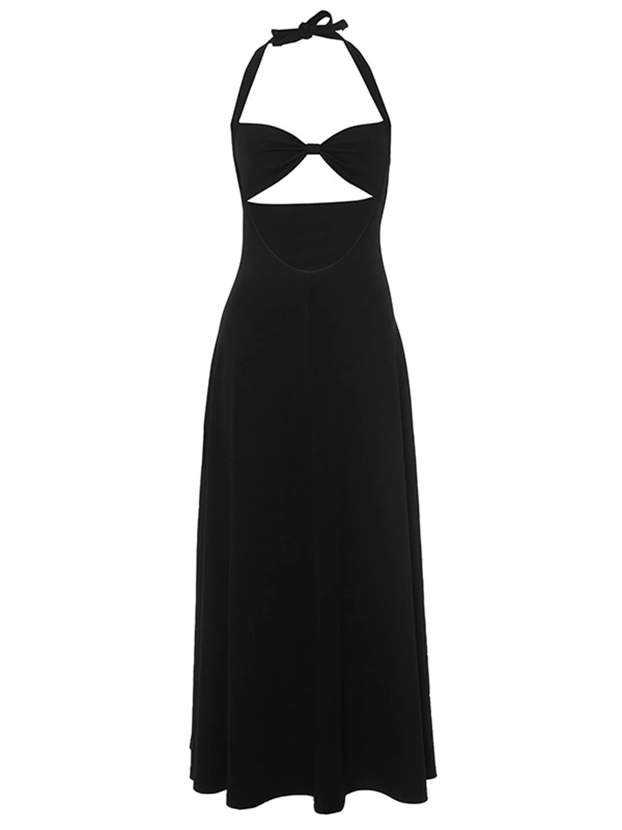 Frauen Sommer aus geschnitten Maxi kleider sexy Neck holder binden Tank Kleider Mode schwarz lange Kleider für die Party