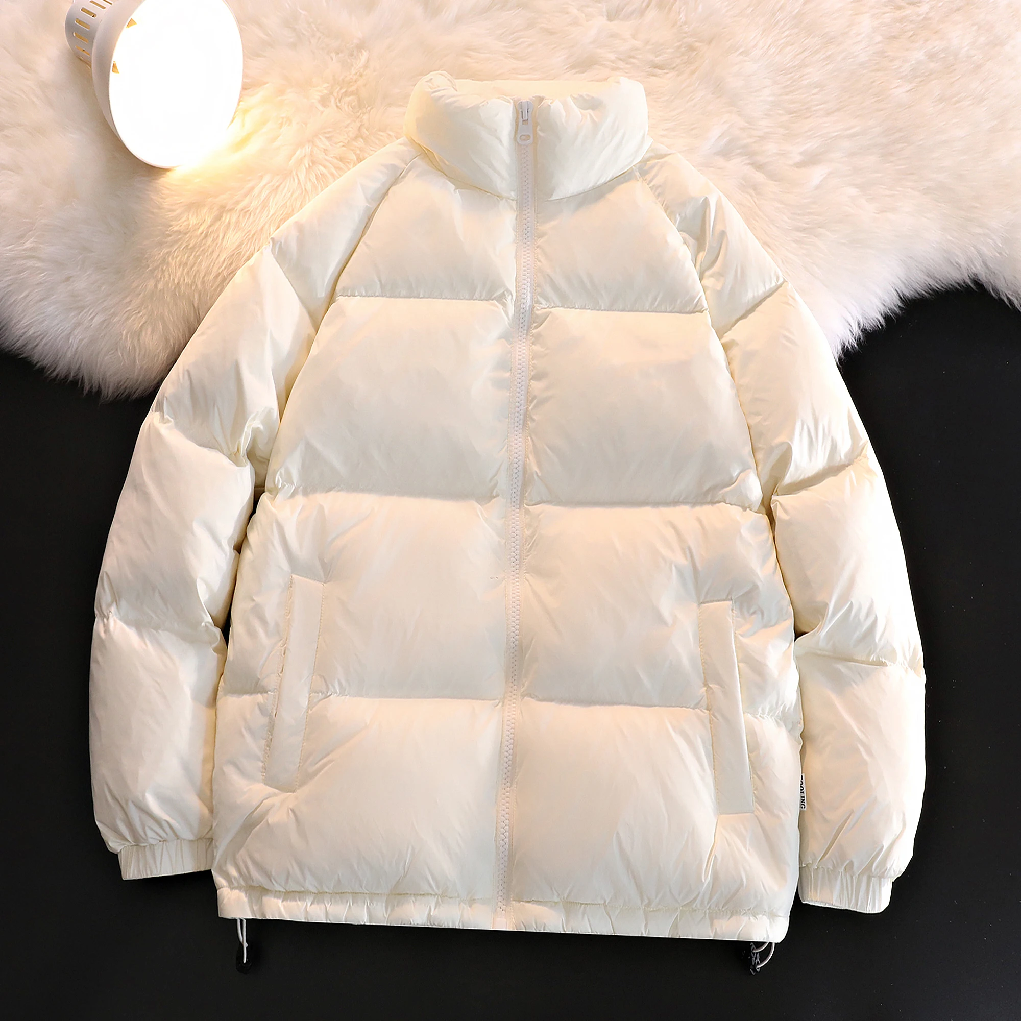 Herbst Winter Männer Winddicht Warm Geeignet Pendeln Einfache Stehkragen Gepolsterte Jacke Verdickt Männer Casual Einfarbig Jacke