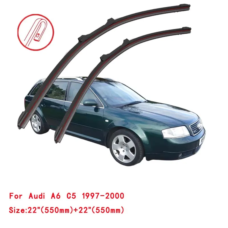 For Audi A6 S6 RS6 C5 4B Sedan Wagon 1997 1998 1999 2000 2001 2002 2003 2004 2005 Car Brushes Double Rubber Windshield Wiper