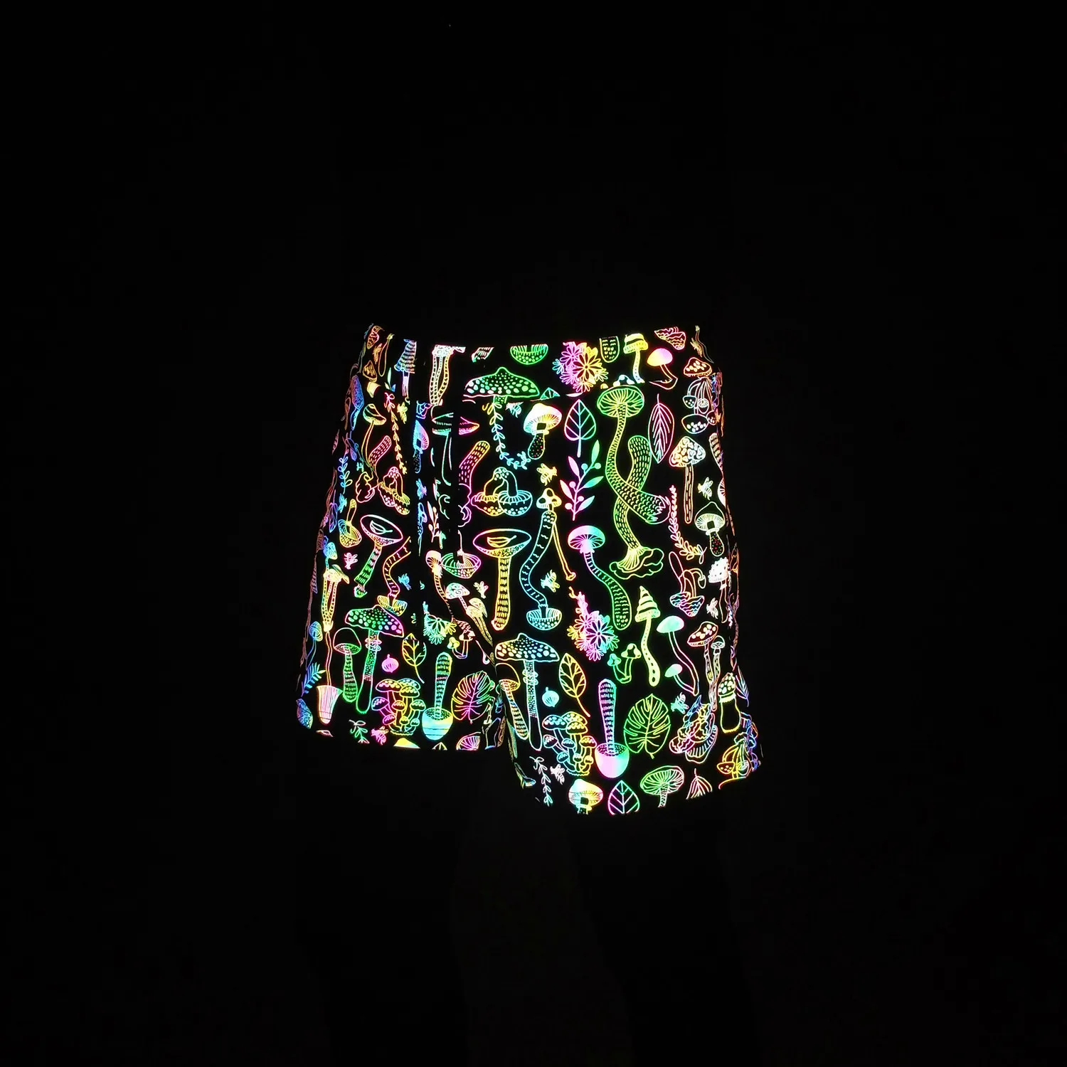 New Arrival Reflective Shorts Men Night Jogging Reflect Light Colorful Mushroom INS Breathable Summer Clothing Bermuda Masculina