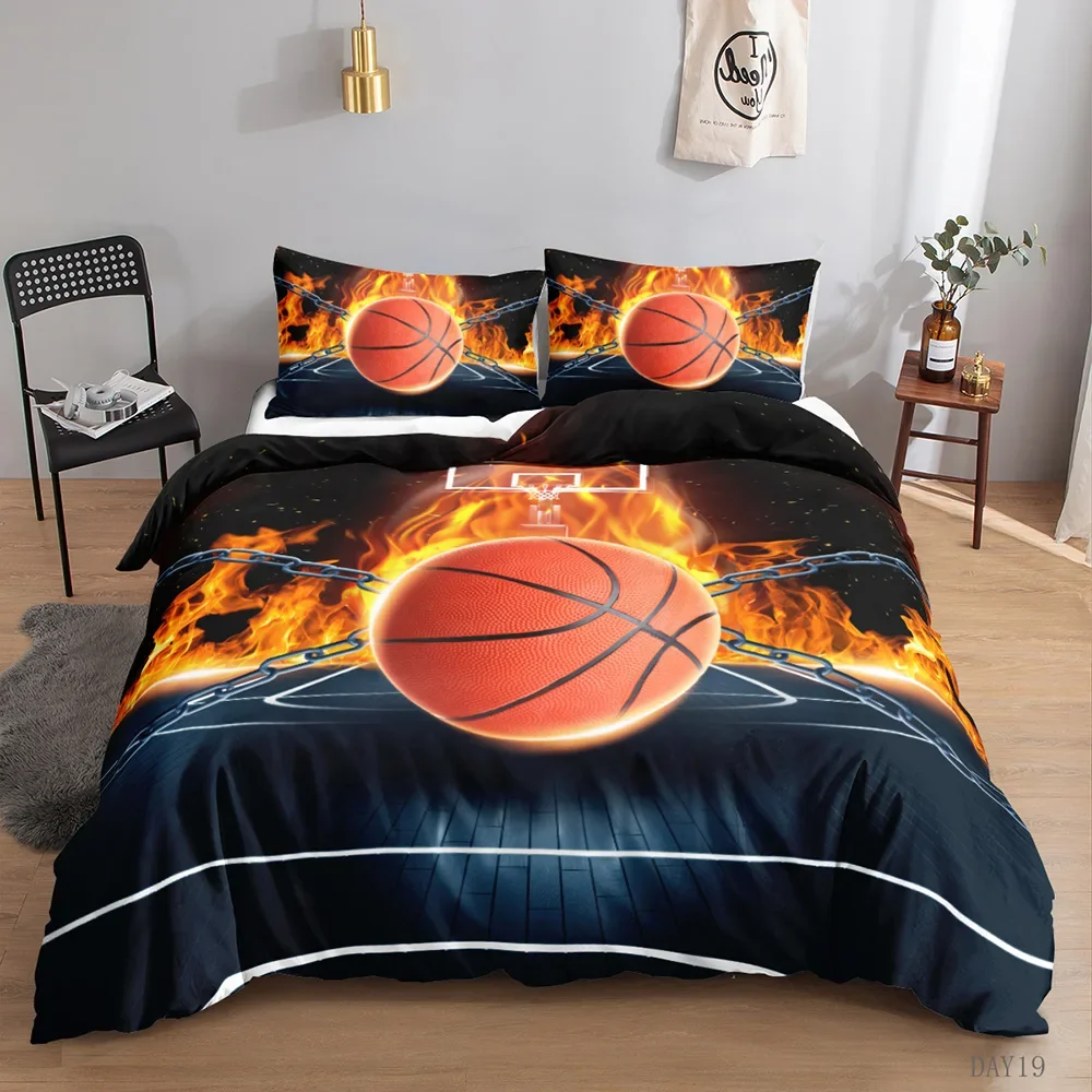 Housse de couette en Polyester souple pour enfants, ensembles de literie de basket-ball, Collections complètes de jeux de sport