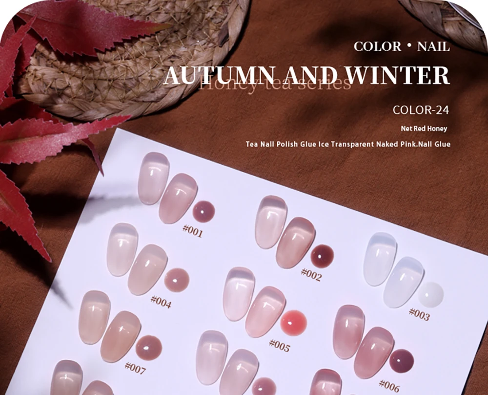 Vendeeni 24 Farben Nude Pink Hautfarben Jelly Gel Nagellack Transparenter UV Soak Off Gel Lack Jade Fat Nail Art Gel Lack – Detail 3
