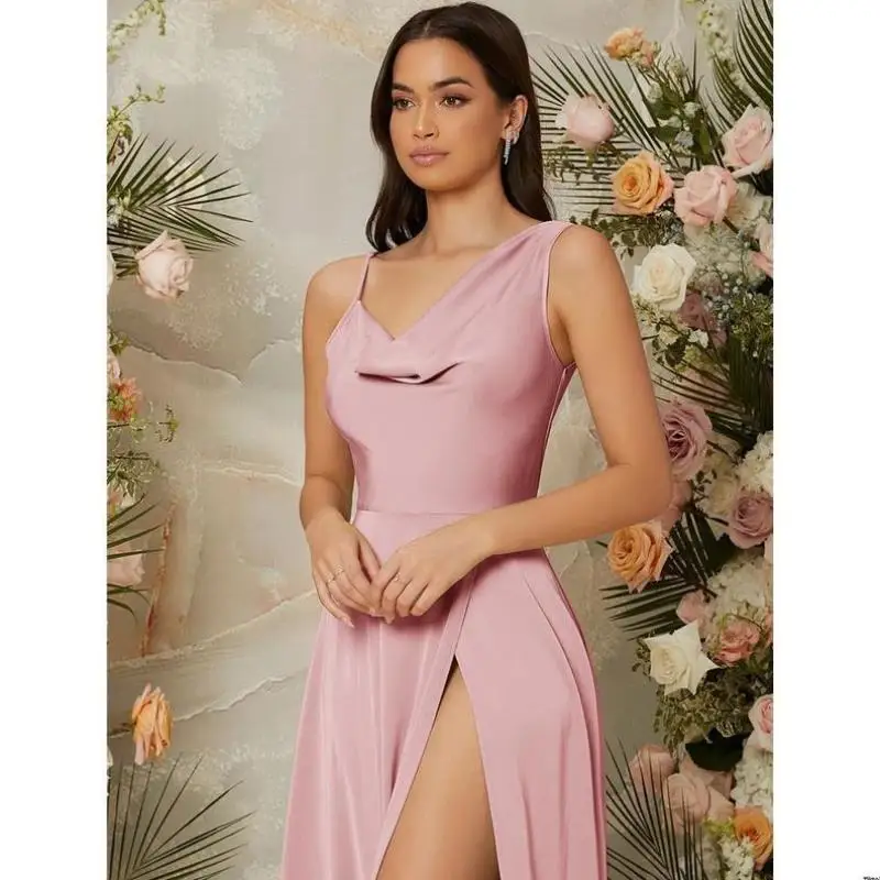 Ele Maidsmaid Cross-Border Wedding Dr Accory Cleanfit H-Sle Tee-Quarter Sve Linen Dr untuk Wanita Paruh Baya