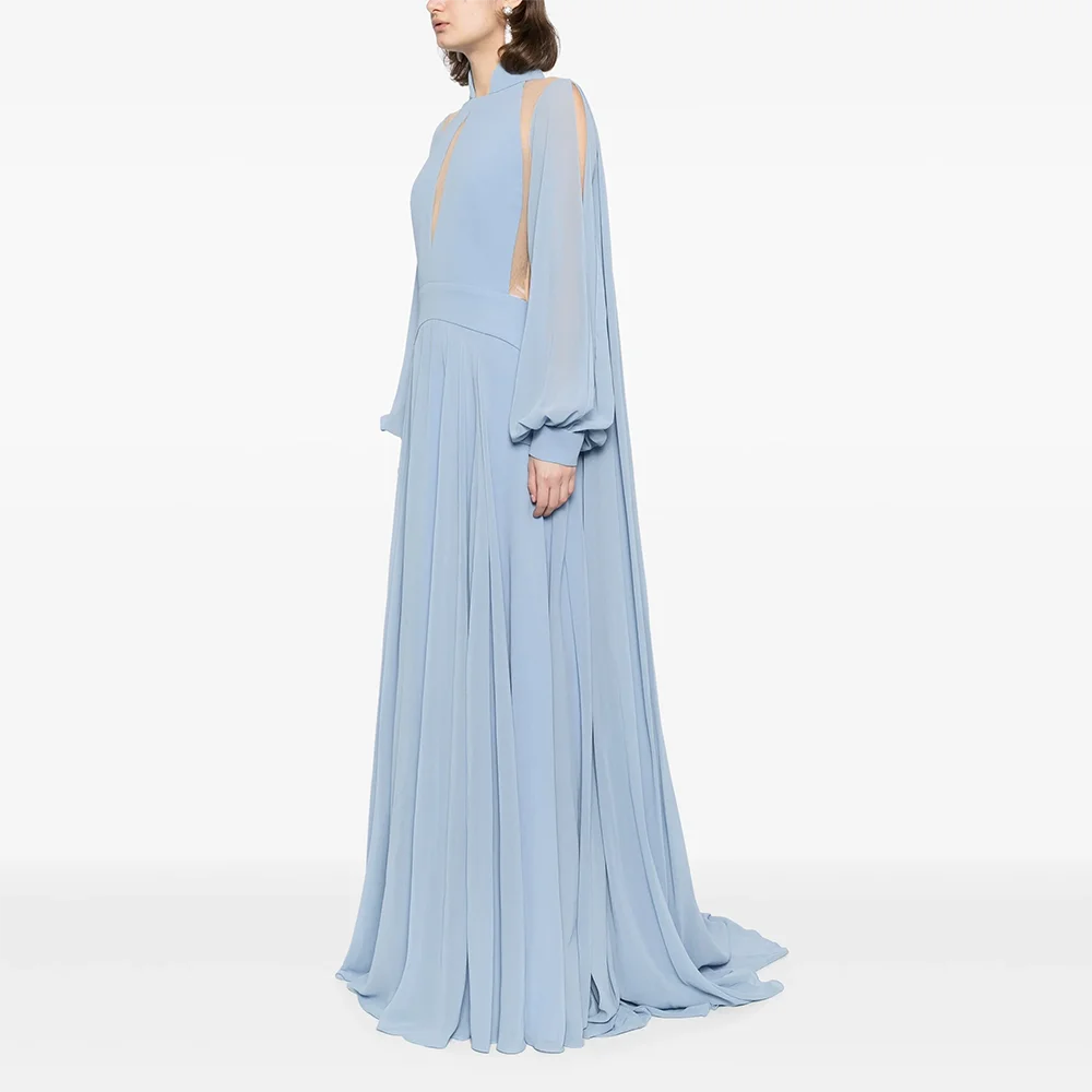 Vestidos de Noche sencillos, cuello alto, mangas largas, vestidos de noche de sirena, elegantes hasta el suelo, vestidos de graduación personalizados 2025