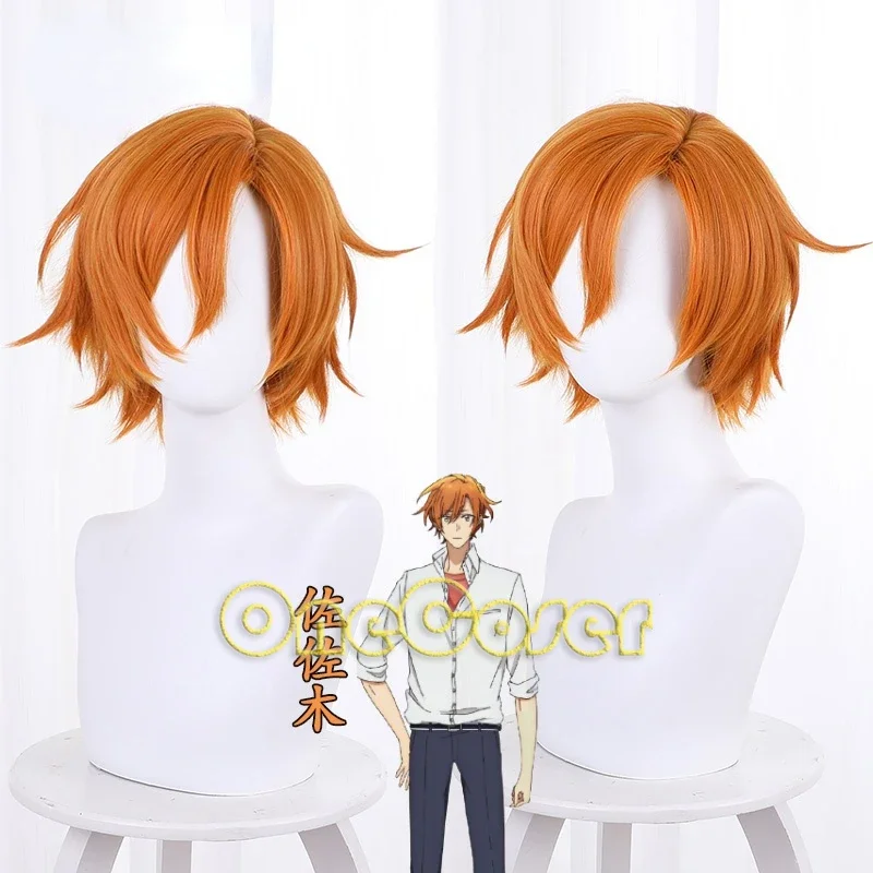 Sasaki to Miyano Sasaki Shuumei Cosplay Wig Orange Short Hair Heat-resistant Fiber Hair Wig Cap Party Halloween Party Men