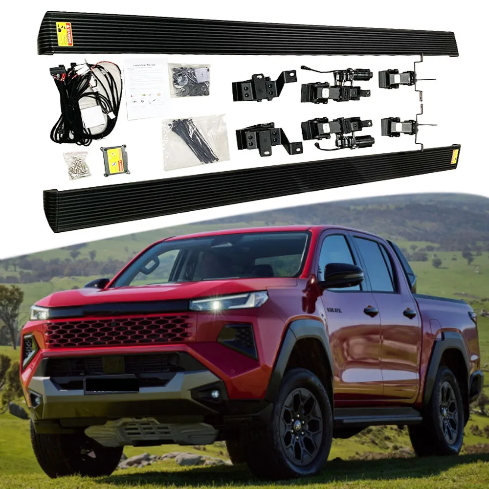 

2PCS Black Aluminum Deployed Running Boards fits for Toyota Hilux 2026 2027 E-Power Side Step