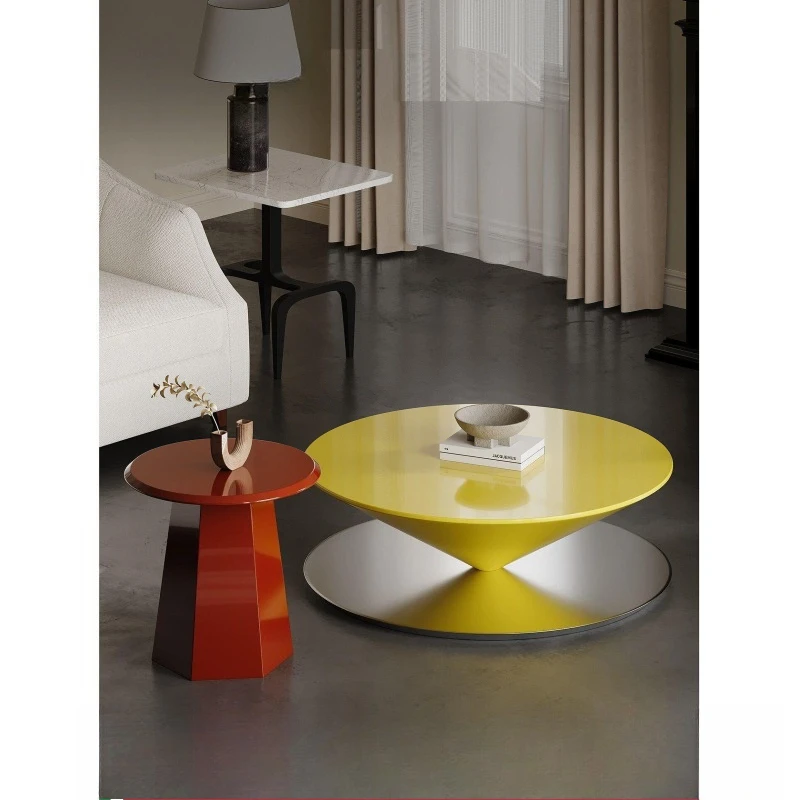 Round minimalist coffee table living room household small apartment simple designer modern advanced light luxury small apartment