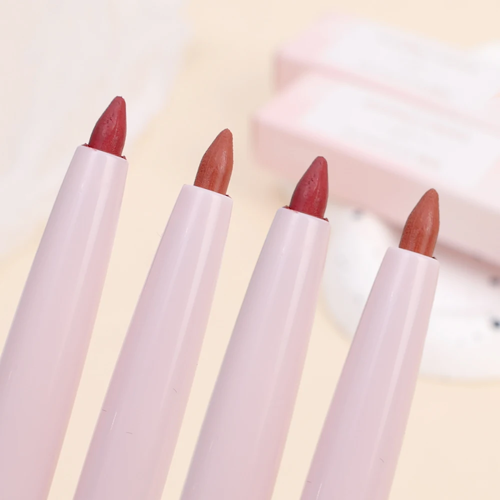 Lápiz Delineador de labios mate con doble punta, tinte de contorno rojo Sexy, lápiz labial duradero, taza antiadherente, maquillaje de labios hidratantes