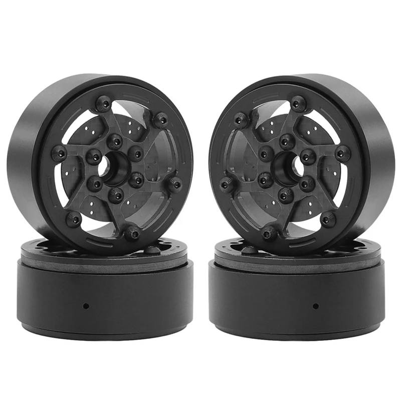 

T84C-4PCS 1.9 Inch Beadlock Wheel Hub Rim For 1/10 RC Crawler Axial SCX10 Capra TRX4