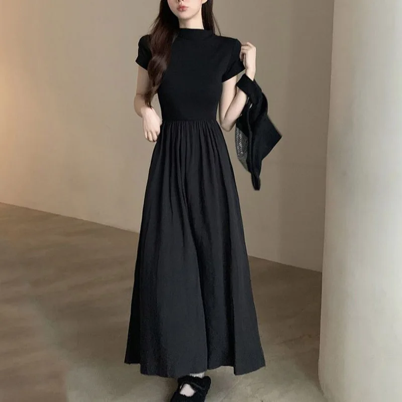 

Women's Clothing Elegant French Blue Sleeveless Dress Summer Waist-Cinching Sexy Round Neck Inner Long Skirt Casual Fashion
