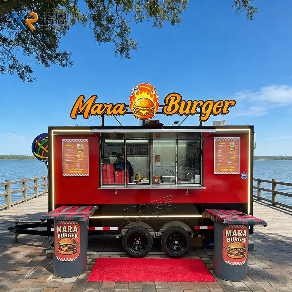 

Mobile Food Truck Street Concession Cart Truck Ice Cream Cart Hot Dog Pizza Dessert Trailer Food Trailer with Full Equipment