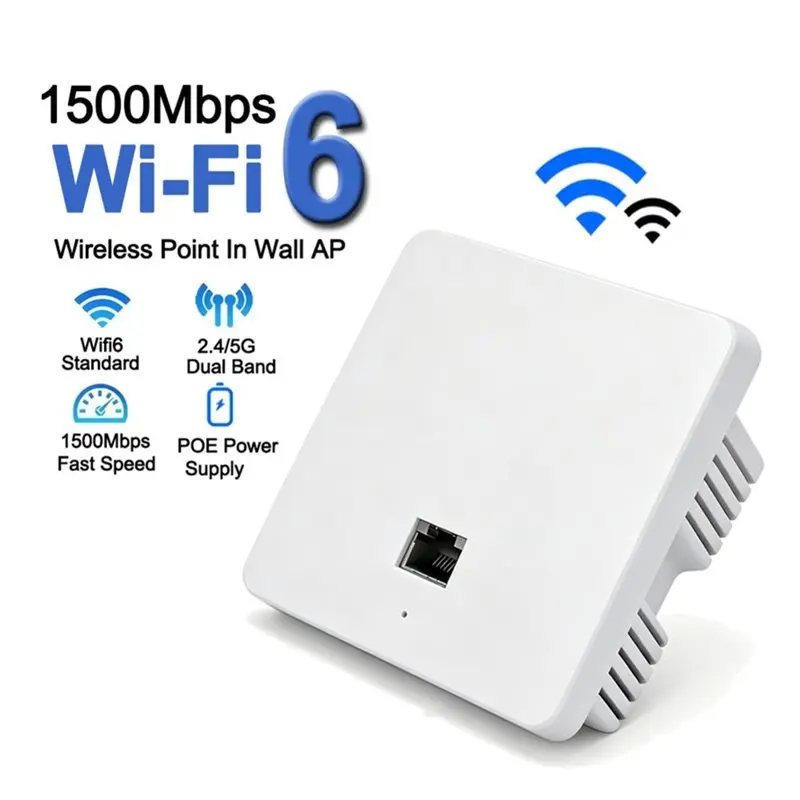 A53M-RJ45 WAN/LAN Port Extender 1500Mbps Wifi 6 Wall Wireless AP 2.4G& 5Ghz Dual Band Gigabit Access Point Wifi Repeater Router