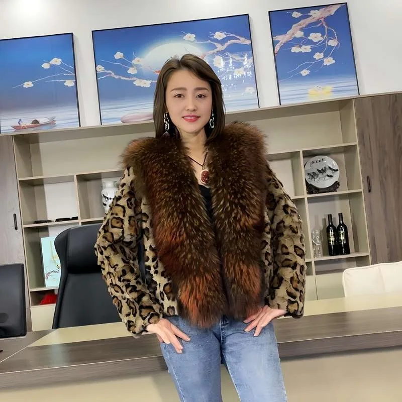 2025秋冬新作 輸入本物ミンクファーコート レディース ショートミンクコート 高品質 ラクーンファー襟付き 本物の毛皮衣料